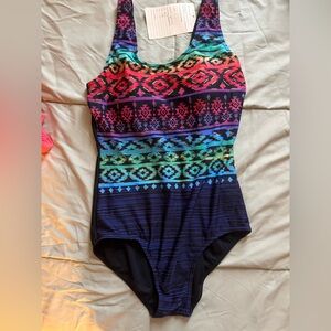 Girls Rainbow Aztec One-Piece Swimsuit - Multicolor